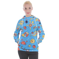 Hand-drawn-seamless-pattern-summer-time Women s Hooded Pullover by uniart180623