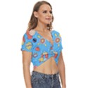 Hand-drawn-seamless-pattern-summer-time Twist Front Crop Top View3