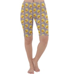 Yellow-mushroom-pattern Cropped Leggings 