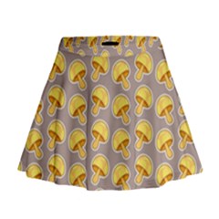 Yellow-mushroom-pattern Mini Flare Skirt by uniart180623