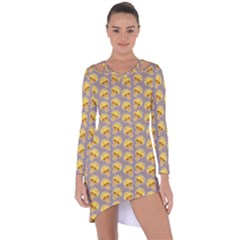 Yellow-mushroom-pattern Asymmetric Cut-out Shift Dress by uniart180623