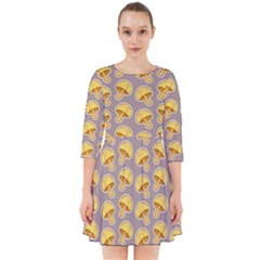 Yellow-mushroom-pattern Smock Dress by uniart180623