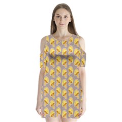 Yellow-mushroom-pattern Shoulder Cutout Velvet One Piece by uniart180623