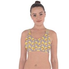 Yellow-mushroom-pattern Cross String Back Sports Bra by uniart180623