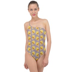 Yellow-mushroom-pattern Classic One Shoulder Swimsuit by uniart180623