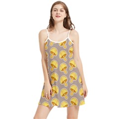 Yellow-mushroom-pattern Summer Frill Dress by uniart180623