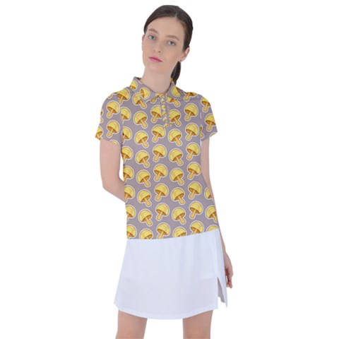 Yellow-mushroom-pattern Women s Polo Tee by uniart180623