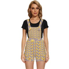 Yellow-mushroom-pattern Short Overalls