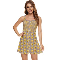 Yellow-mushroom-pattern Ruffle Edge Bra Cup Chiffon Mini Dress by uniart180623