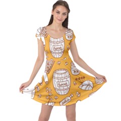 Vector-honey-element-doodle-seamless-pattern-with-beehive-beeke Cap Sleeve Dress by uniart180623