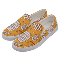 Vector-honey-element-doodle-seamless-pattern-with-beehive-beeke Men s Canvas Slip Ons by uniart180623