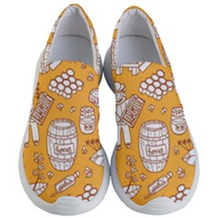 Vector-honey-element-doodle-seamless-pattern-with-beehive-beeke Women s Lightweight Slip Ons by uniart180623