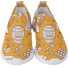 Vector-honey-element-doodle-seamless-pattern-with-beehive-beeke Kids  Slip On Sneakers by uniart180623