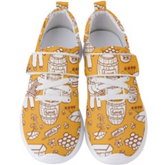 Vector-honey-element-doodle-seamless-pattern-with-beehive-beeke Men s Velcro Strap Shoes by uniart180623