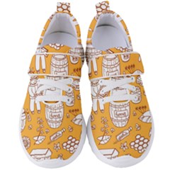 Vector-honey-element-doodle-seamless-pattern-with-beehive-beeke Women s Velcro Strap Shoes by uniart180623