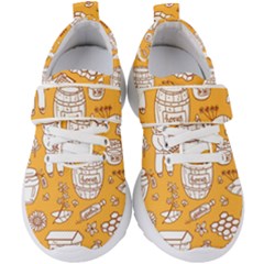 Vector-honey-element-doodle-seamless-pattern-with-beehive-beeke Kids  Velcro Strap Shoes by uniart180623