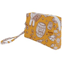 Vector-honey-element-doodle-seamless-pattern-with-beehive-beeke Wristlet Pouch Bag (small) by uniart180623