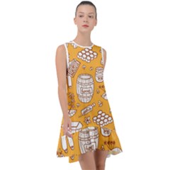 Vector-honey-element-doodle-seamless-pattern-with-beehive-beeke Frill Swing Dress by uniart180623