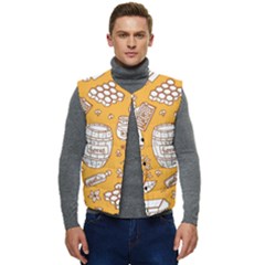 Vector-honey-element-doodle-seamless-pattern-with-beehive-beeke Men s Short Button Up Puffer Vest	 by uniart180623