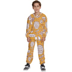 Vector-honey-element-doodle-seamless-pattern-with-beehive-beeke Kids  Sweatshirt Set by uniart180623