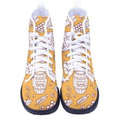 Vector-honey-element-doodle-seamless-pattern-with-beehive-beeke Men s High-top Canvas Sneakers by uniart180623