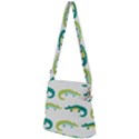 Cute-cartoon-alligator-kids-seamless-pattern-with-green-nahd-drawn-crocodiles Zipper Messenger Bag View2