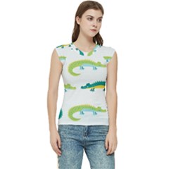 Cute-cartoon-alligator-kids-seamless-pattern-with-green-nahd-drawn-crocodiles Women s Raglan Cap Sleeve Tee by uniart180623