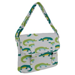 Cute-cartoon-alligator-kids-seamless-pattern-with-green-nahd-drawn-crocodiles Buckle Messenger Bag by uniart180623