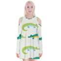 Cute-cartoon-alligator-kids-seamless-pattern-with-green-nahd-drawn-crocodiles Velvet Long Sleeve Shoulder Cutout Dress View1