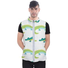 Cute-cartoon-alligator-kids-seamless-pattern-with-green-nahd-drawn-crocodiles Men s Puffer Vest