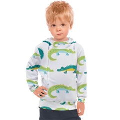 Cute-cartoon-alligator-kids-seamless-pattern-with-green-nahd-drawn-crocodiles Kids  Hooded Pullover by uniart180623