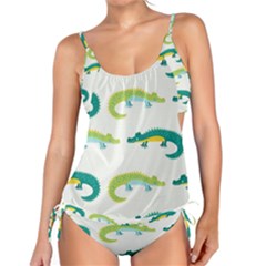 Cute-cartoon-alligator-kids-seamless-pattern-with-green-nahd-drawn-crocodiles Tankini Set by uniart180623