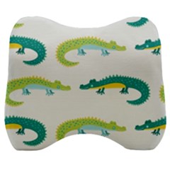 Cute-cartoon-alligator-kids-seamless-pattern-with-green-nahd-drawn-crocodiles Velour Head Support Cushion by uniart180623