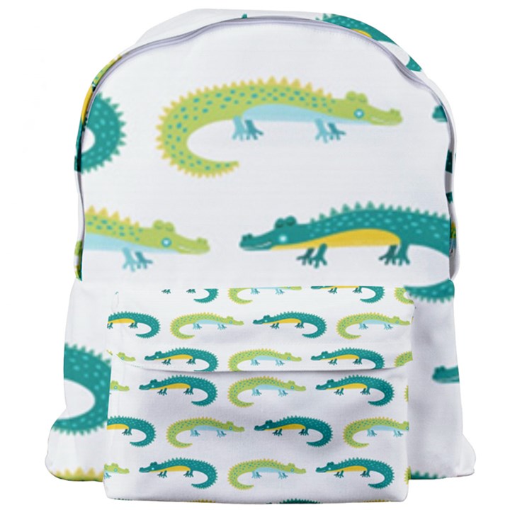 Cute-cartoon-alligator-kids-seamless-pattern-with-green-nahd-drawn-crocodiles Giant Full Print Backpack