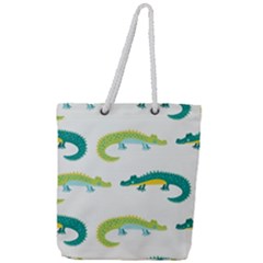 Cute-cartoon-alligator-kids-seamless-pattern-with-green-nahd-drawn-crocodiles Full Print Rope Handle Tote (large) by uniart180623