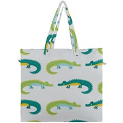 Cute-cartoon-alligator-kids-seamless-pattern-with-green-nahd-drawn-crocodiles Canvas Travel Bag by uniart180623