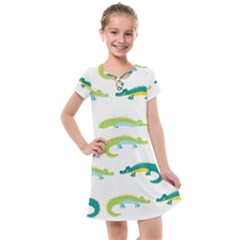 Cute-cartoon-alligator-kids-seamless-pattern-with-green-nahd-drawn-crocodiles Kids  Cross Web Dress by uniart180623