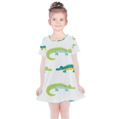 Cute-cartoon-alligator-kids-seamless-pattern-with-green-nahd-drawn-crocodiles Kids  Simple Cotton Dress by uniart180623