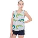 Cute-cartoon-alligator-kids-seamless-pattern-with-green-nahd-drawn-crocodiles Bubble Hem Chiffon Tank Top View1