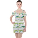 Cute-cartoon-alligator-kids-seamless-pattern-with-green-nahd-drawn-crocodiles Ruffle Cut Out Chiffon Playsuit View1