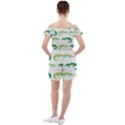 Cute-cartoon-alligator-kids-seamless-pattern-with-green-nahd-drawn-crocodiles Ruffle Cut Out Chiffon Playsuit View2