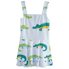 Cute-cartoon-alligator-kids-seamless-pattern-with-green-nahd-drawn-crocodiles Kids  Layered Skirt Swimsuit by uniart180623