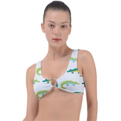 Cute-cartoon-alligator-kids-seamless-pattern-with-green-nahd-drawn-crocodiles Ring Detail Bikini Top by uniart180623