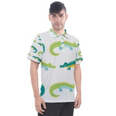 Cute-cartoon-alligator-kids-seamless-pattern-with-green-nahd-drawn-crocodiles Men s Polo Tee by uniart180623