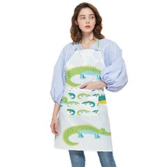 Cute-cartoon-alligator-kids-seamless-pattern-with-green-nahd-drawn-crocodiles Pocket Apron by uniart180623