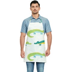 Cute-cartoon-alligator-kids-seamless-pattern-with-green-nahd-drawn-crocodiles Kitchen Apron by uniart180623