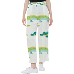 Cute-cartoon-alligator-kids-seamless-pattern-with-green-nahd-drawn-crocodiles Women s Pants  by uniart180623