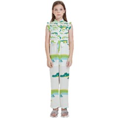 Cute-cartoon-alligator-kids-seamless-pattern-with-green-nahd-drawn-crocodiles Kids  Sleeveless Ruffle Edge Band Collar Chiffon One Piece by uniart180623