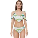 Cute-cartoon-alligator-kids-seamless-pattern-with-green-nahd-drawn-crocodiles Ruffle Edge Tie Up Bikini Set	 View1