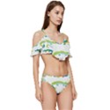 Cute-cartoon-alligator-kids-seamless-pattern-with-green-nahd-drawn-crocodiles Ruffle Edge Tie Up Bikini Set	 View3